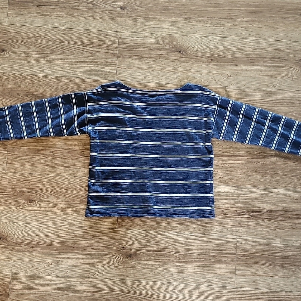 Pendleton Navy Striped Long Sleeve Tee, Size Small - Picture 4 of 4